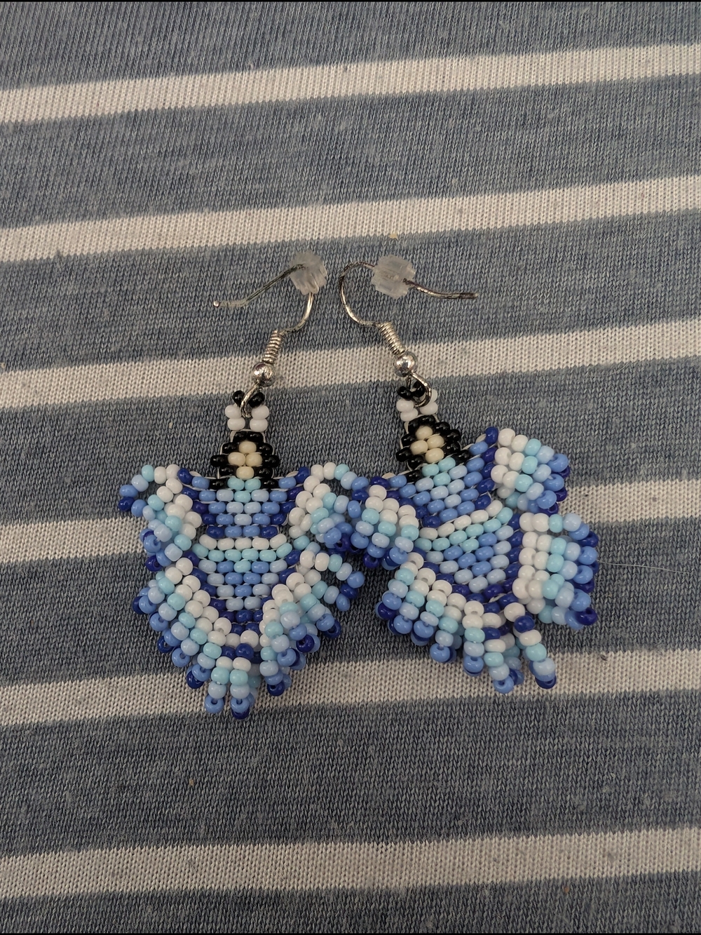 Native American Handmade Blue Beaded Dancer Earrings